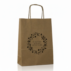 Pungi hartie pentru marturii nunta maro model 8 18x24x8 cm